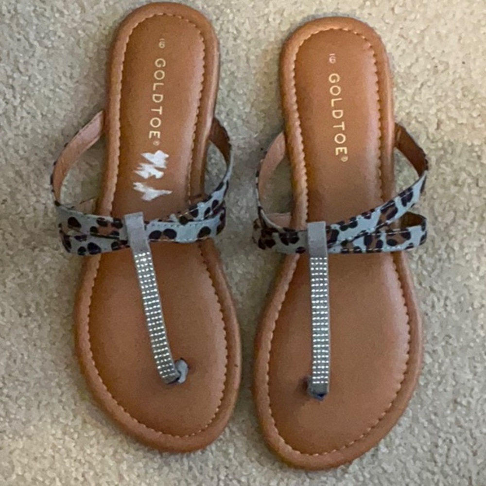 Gold Toe Women's Leopard Print Sandals Size 9